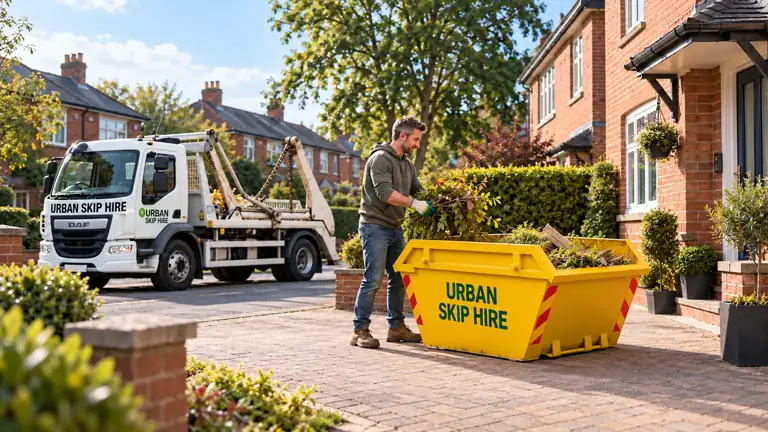 Urban Skip Hire serving homeowners with a clean yellow 4 cubic yard skip