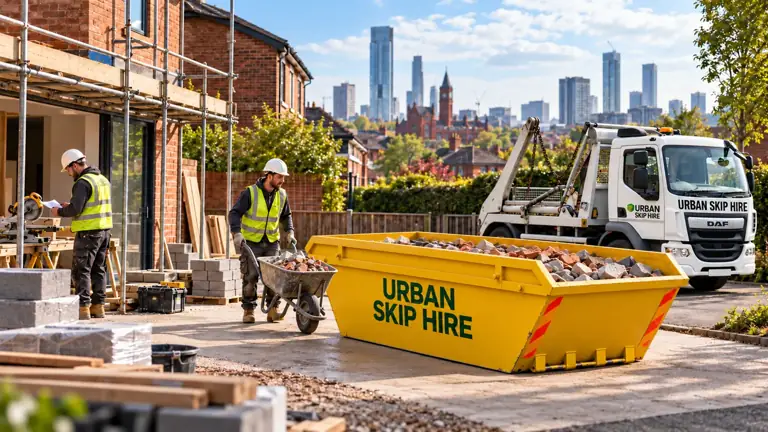 Urban Skip Hire serving builders with a clean yellow 8 cubic yard skip