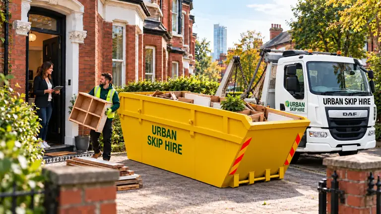 Urban Skip Hire serving property managers with a clean yellow 12 cubic yard skip